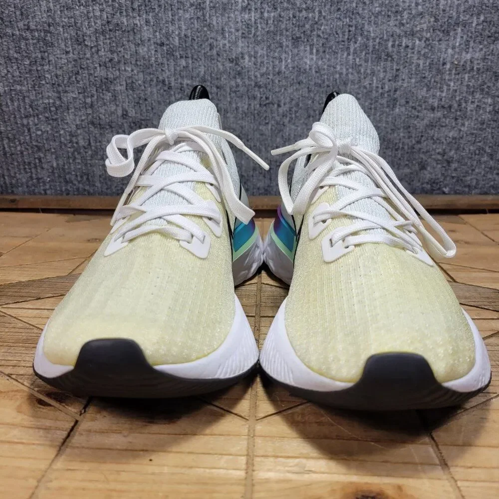 Nike React Infinity Run Flyknit Mens Shoes 8 White Black Green Knit Sneakers - Picture 4 of 12